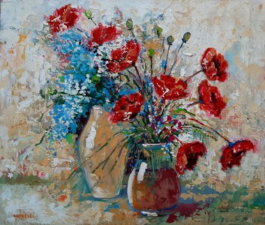 Poppies and Two Jugs 