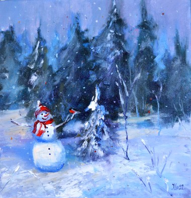 Snowman and Christmas trees 7