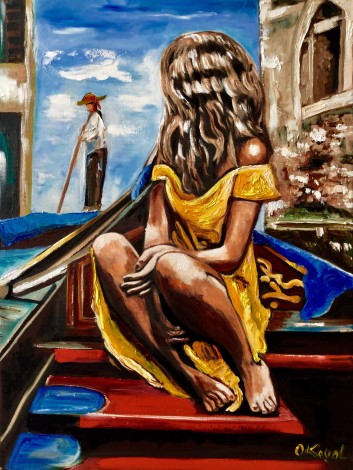 Venice. Girl on the Boat