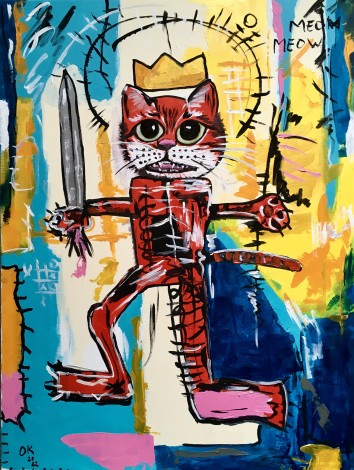 Warrior Red Cat Inspired by Basquiat 