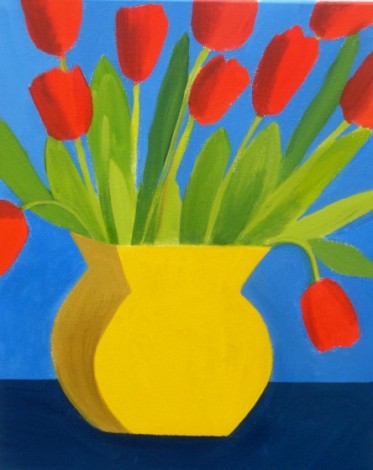 Tulips in a Yellow Vase