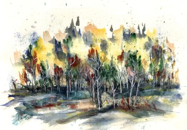 The Dense Forest - watercolor and ink on paper