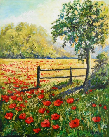Poppies, wild flowers, sunshine, Summer, affordable oil painting,happiness.