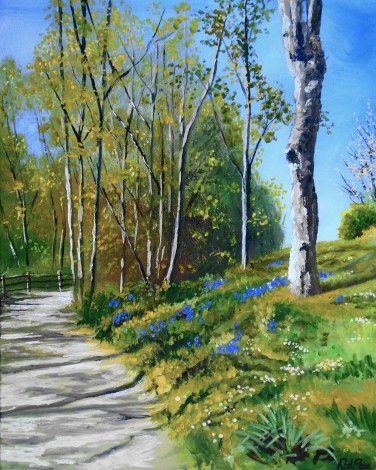 Enbrook Park Sandgate,Sunlight and shadiow, parkland, wildflowers, affordable oil painting, peaceful,trees, woodland, walks, Kent.