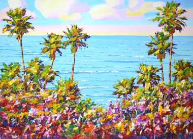 	Palm trees. Ocean. California.	