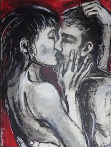 kissing man and woman