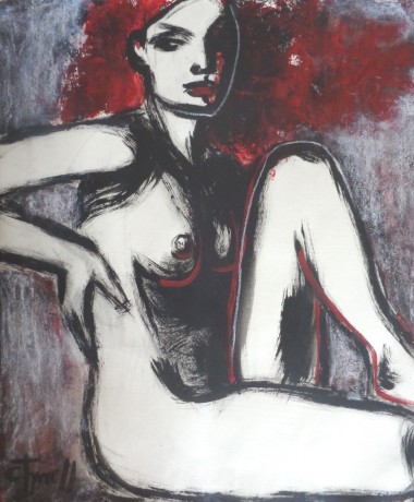 seated nude figure painting 
