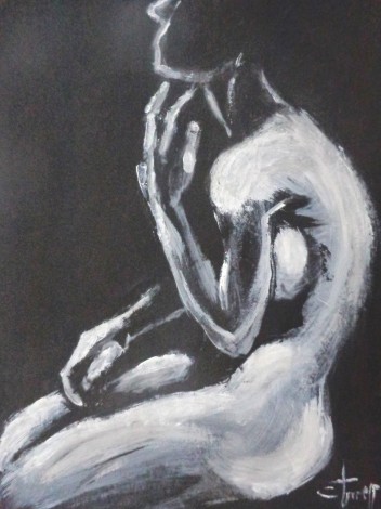 monochrome nude painting