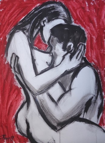 man and woman lovers painting 