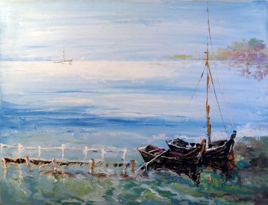 Landscape with 2 boats