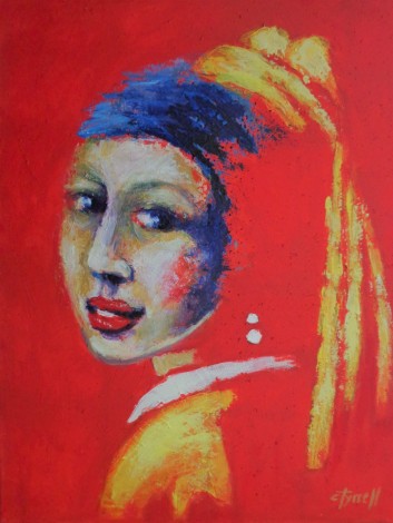 Girl With A Pearl Earring - Red Portrait 2