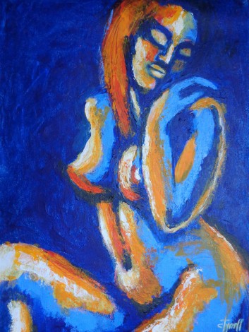 seated nude woman painting 
