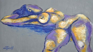 lying down female nude painting 