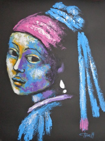Girl With A Pearl Earring And Pink Scarf 
