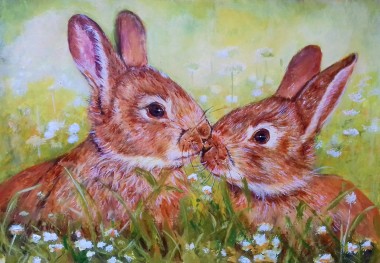 #Easter #Baby rabbits #child gift #springtime #wildlife #hares #kiss #bunnies #love #happy


