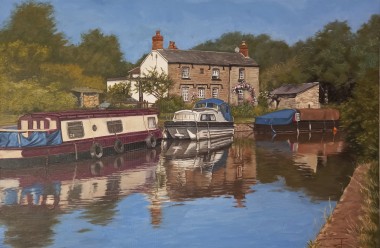 Full view of the painting 'The Canal House nr. Llangattock wharf and limekilns'.