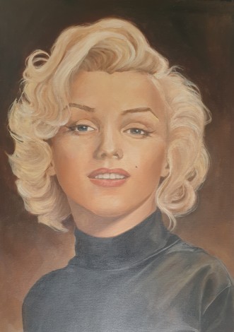 Framed oil on canvas board painting of Marilyn Monroe. Painted by Florence Dibsdall.