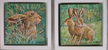 Two Hare paintings. 