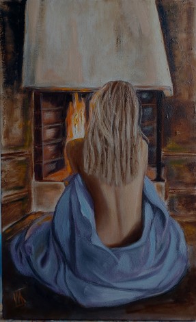 Girl By The Fireplace