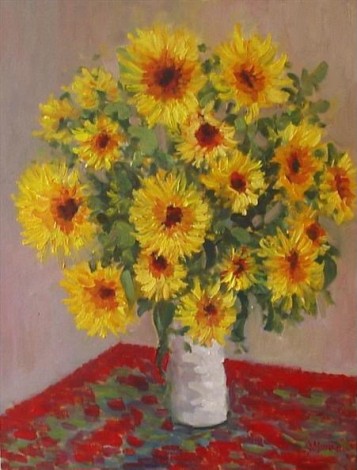 Vase of Sunflowers after Monet 
