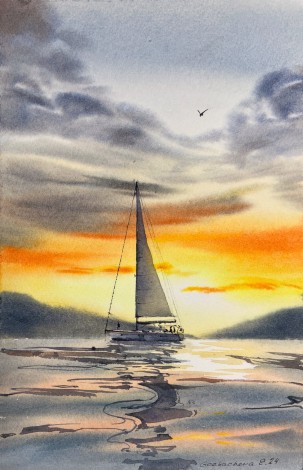 Yacht at sunset #15