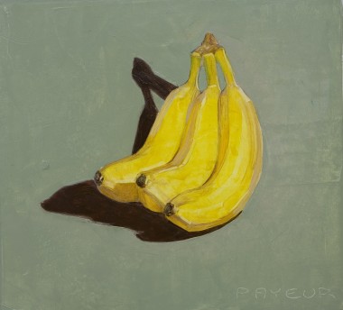 Modern Still Life of Bananas on Grey Background