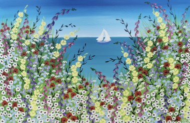 Beach meadow flowers painting 