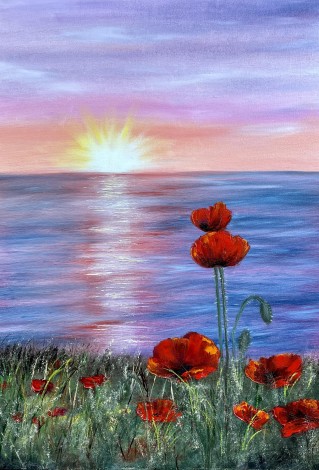 Sunset with poppies 