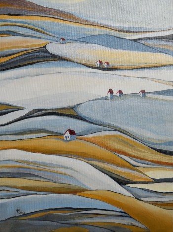 Living at the frozen lake - oil on canvas