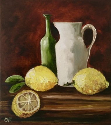 Bottle,  Jar and Lemons 