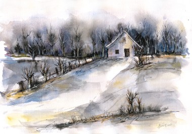 Winter Tale watercolor and ink on paper
