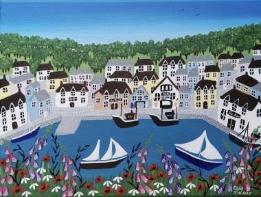 Contemporary Cornish harbour painting 