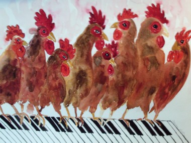 Piano Playing Hens