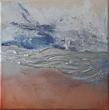 Abstract seascape, copper, silver, blue