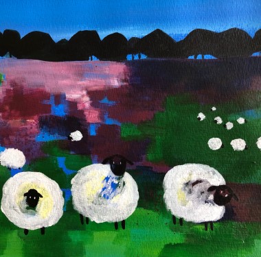 Abstract Landscape with Sheep