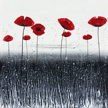 Black and white poppy painting