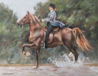 saddlebred horse trotting pastel painting
