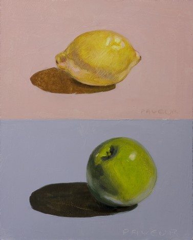 still life of apple and lemon