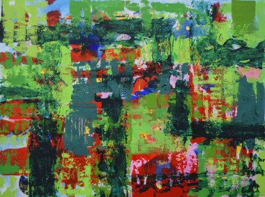 Green and red abstract painting