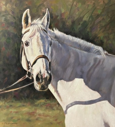 Grey horse pastel painting