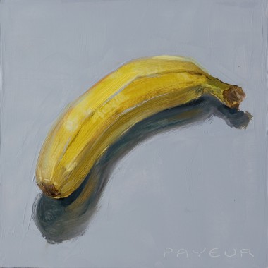 modern still life of banana on light blue