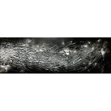 Black grey silver abstract painting