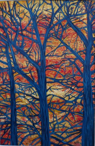 Orange Sky Blue Tree