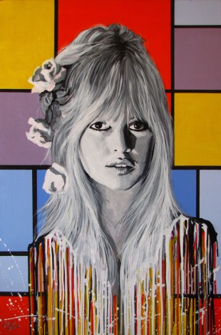 Brigitte Bardot Melting on a Mondrian Painting