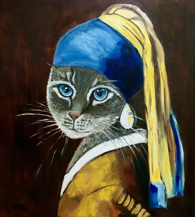 British Blue Cat with the Pearl Earring. 