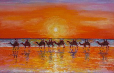 Camel Reflections at Sunset