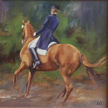 Chestnut dressage horse oil painting