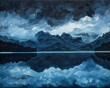 Mountain Lake View - Oil on stretched canvas 30cmx24cm 16mm deep