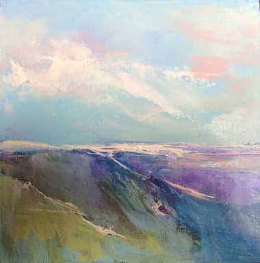 Abstract Landscape/seascape with clouds and sky pastel colours modern contemporary 
