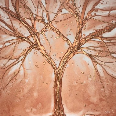 copper gold tree metallic painting